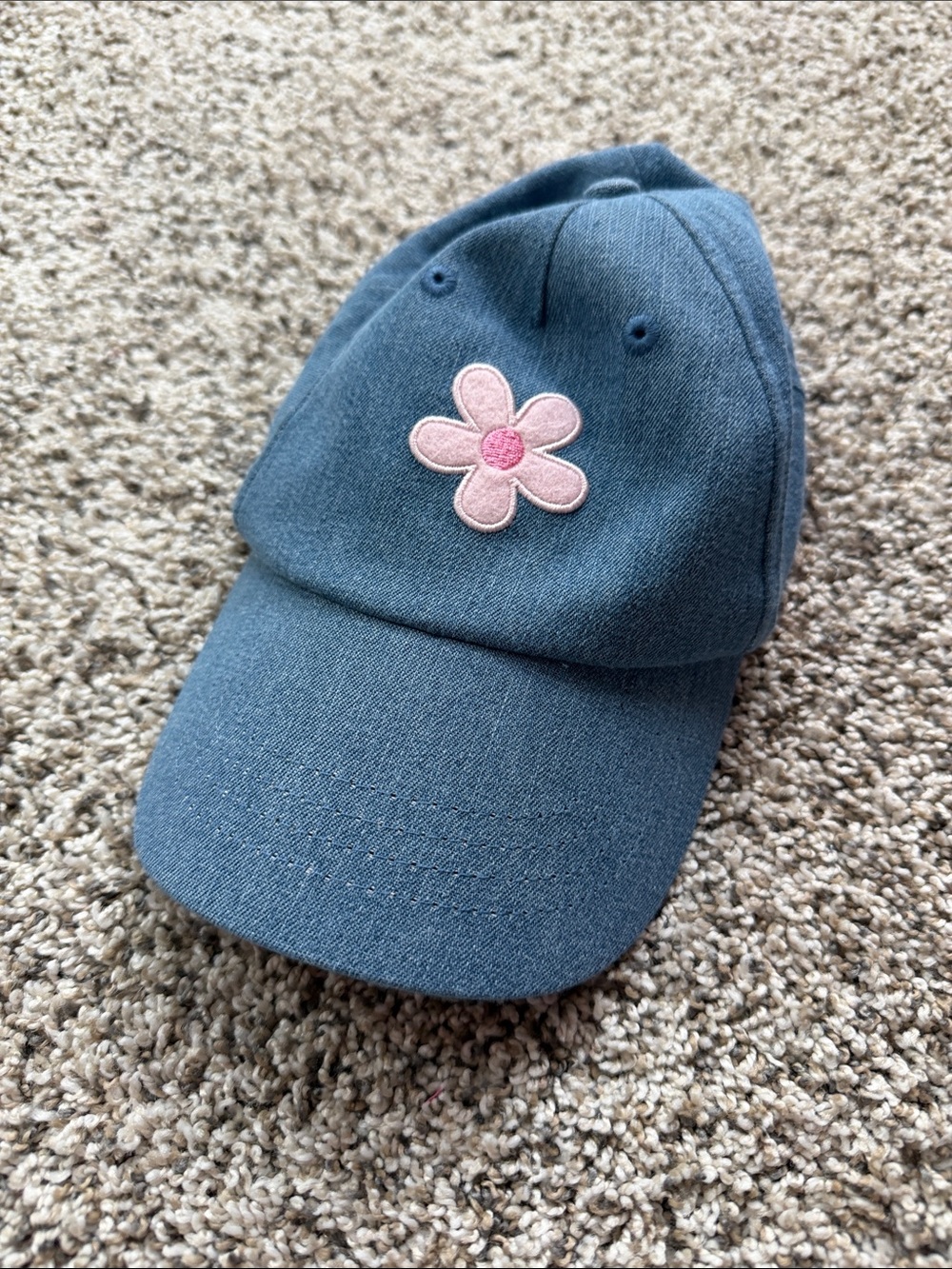 Carter's Blue Girls Kids Baseball Cap with Pink Flower Patch size 2T-4T